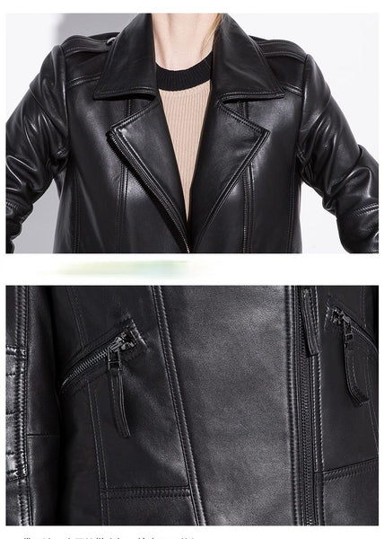Autumn Fashion Real Sheepskin Leather Short Jacket for Women - SolaceConnect.com