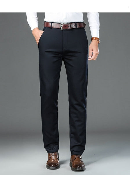 Autumn Men's Business Regular Fit Casual Pants Cotton Fabric Fashion Elasticity Straight Trousers  -  GeraldBlack.com