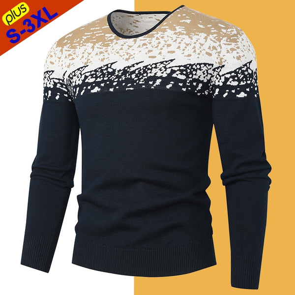 Autumn Men Sweaters Pullover Cotton O-Neck Slim Ugly Sweater Jumper Tops Knitwear Striped Jersey Clothing  -  GeraldBlack.com