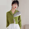 Autumn Shirt Women Blouse Vintage Work Casual Top Satin Chiffon Blouse Elegant Simple Loose Women  -  GeraldBlack.com