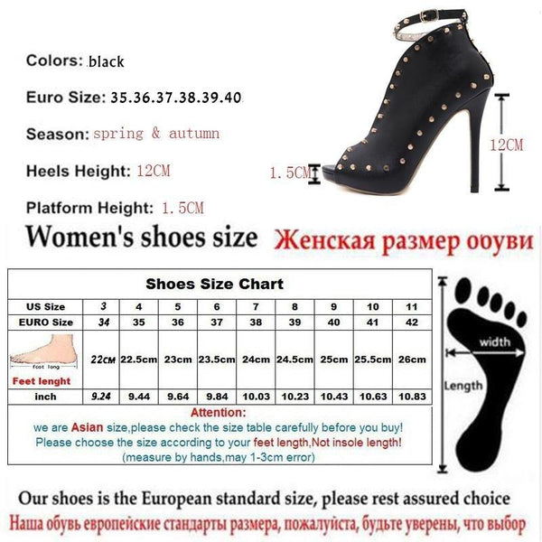 Autumn Style Women's Peep-toe High Heels Pumps with Rivets and Buckle - SolaceConnect.com