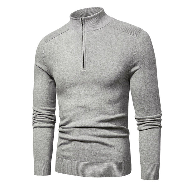 Autumn Sweater Men Pollovers Casual Cotton Knitted Sweaters Jacket Pullover Quarter Zipper Mock Neck Knitwear Polo-Collar Shirts  -  GeraldBlack.com