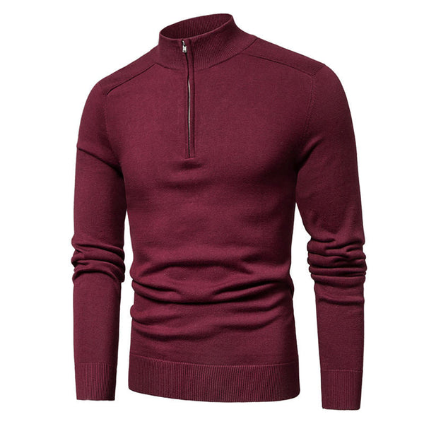 Autumn Sweater Men Pollovers Casual Cotton Knitted Sweaters Jacket Pullover Quarter Zipper Mock Neck Knitwear Polo-Collar Shirts  -  GeraldBlack.com