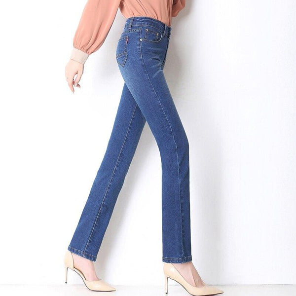 Autumn Vintage Women's High Waist Straight Stretch Skinny Denim Jeans  -  GeraldBlack.com