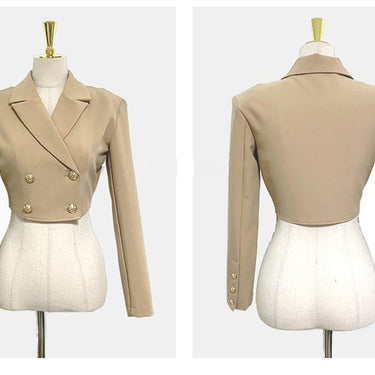 Autumn Winter 2 Piece Set Double-Breasted Short Coat Fashion Midi Pencil Skirt Casual Suit Skirt  -  GeraldBlack.com