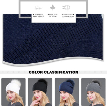 Autumn Winter Casual Knitted Wool Pompon Beanies Fur Hat for Women  -  GeraldBlack.com