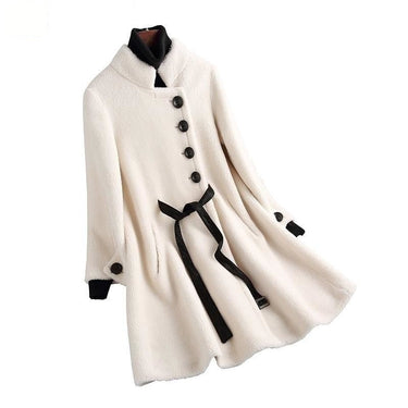 Autumn Winter Elegant Korean Women's Sheep Shearling Wool Coats & Jackets  -  GeraldBlack.com