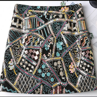 Autumn winter fashion casual Genuine Leather plus size girls sequins embroidery mini skirt  -  GeraldBlack.com