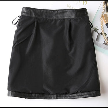 Autumn winter fashion casual Genuine Leather plus size girls sequins embroidery mini skirt  -  GeraldBlack.com