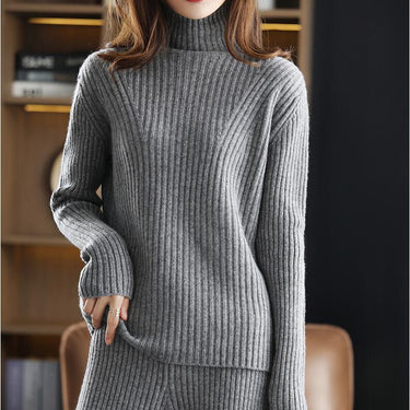 Autumn winter Fashion casual loose plus size warm wool short sweater wide leg pants sets suits  -  GeraldBlack.com