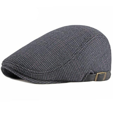 Autumn Winter Fashion Vintage Wool Plaid Adjustable Beret Cap for Men - SolaceConnect.com