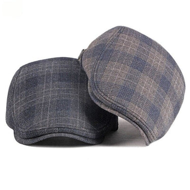 Autumn Winter Fashion Vintage Wool Plaid Adjustable Beret Cap for Men  -  GeraldBlack.com