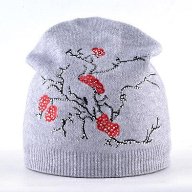 Autumn Winter Knitted Cute Flower Rabbit Beanie Cap for Women - SolaceConnect.com
