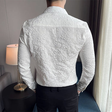 Autumn Winter Luxury Thick Warm Long Sleeve Floral Slim Casual Shirt for Men  -  GeraldBlack.com