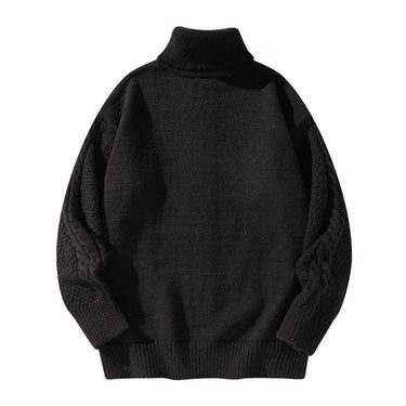 Autumn Winter Men Solid Color Jacquard Knit Turtleneck Cold Proof Warm Simple Thickened Pullover Sweaters  -  GeraldBlack.com
