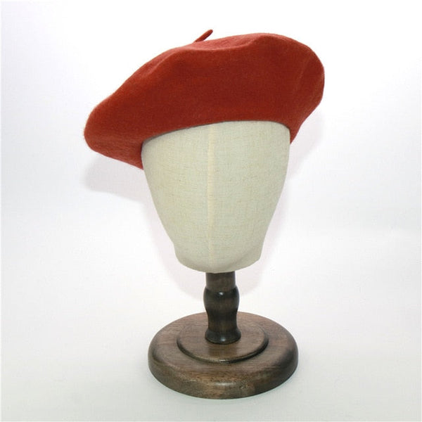Autumn Winter Paris Style Women's Solid Woolen Colorful Flat Beret Artist Hat - SolaceConnect.com