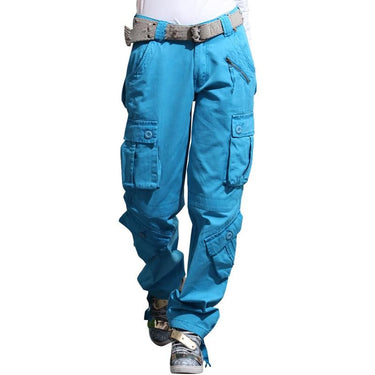Autumn Winter Unisex Blue Many Pockets Cargo Pants Joggers Trousers Jeans  -  GeraldBlack.com