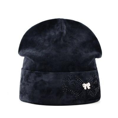 Autumn Winter Velvet and Butterfly Rhinestone Beanies Cap for Women - SolaceConnect.com