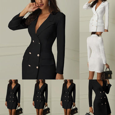 Autumn Winter Women's Casual Double Breasted Long Jackets with Pocket - SolaceConnect.com