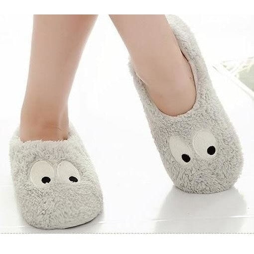 Autumn Winter Women's Lovely Large Eyes Soft Soled Cotton Flat Home Slippers  -  GeraldBlack.com