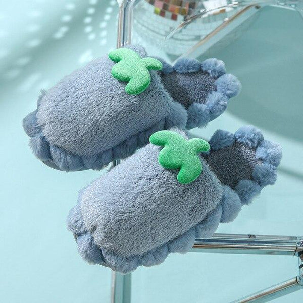 Plush Cotton Slippers Women Autumn And Winter Warm Mute Slippers Home Thick-Soled Non-Slip Indoor - SolaceConnect.com