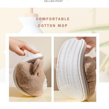 Cartoon Slippers Women Autumn And Winter Cute Warm Non-Slip Cotton Slippers Confinement Shoes Home - SolaceConnect.com