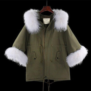 Autumn natural real raccoon fur collar Parkas Casual coat Flared sleeve cloak cotton jacket - SolaceConnect.com