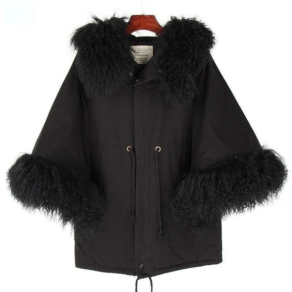 Autumn Women's Raccoon Fur Collar Flared Sleeves Parkas Coats & Jackets  -  GeraldBlack.com