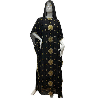 Bangladesh Dubai Muslim Women's Black Colorful Beads Loose Abaya Dress  -  GeraldBlack.com
