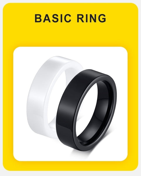 Basic Wedding Bands Simple Ceramic Rings for Men with Smooth Surface  -  GeraldBlack.com