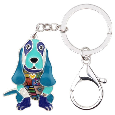 Basset Hound Dog Metal Enamel Key Chains Keyrings Jewelry for Women - SolaceConnect.com