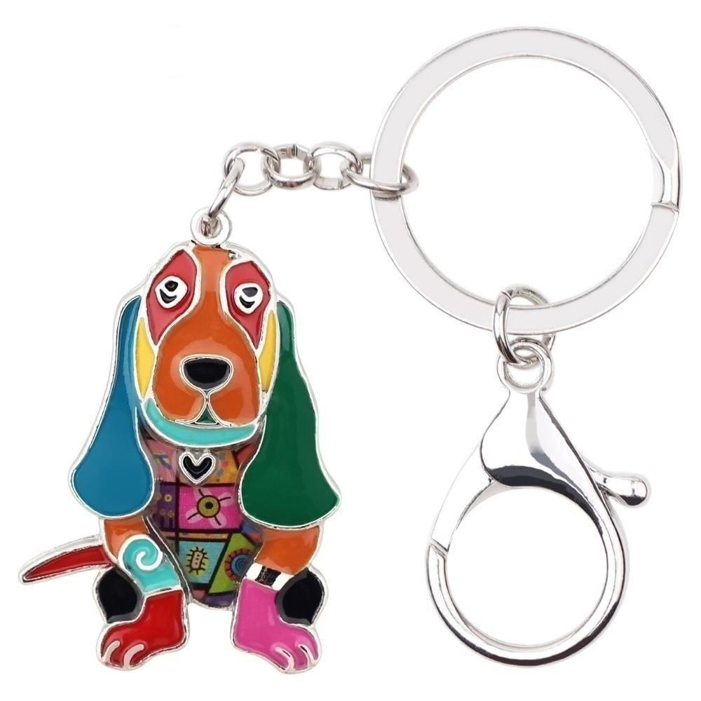 Basset Hound Dog Metal Enamel Key Chains Keyrings Jewelry for Women  -  GeraldBlack.com