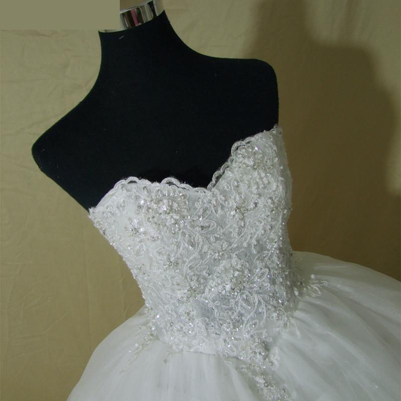 Beaded Pearls Off Shoulder Ball Gown Luxury Bridal Wedding Dress - SolaceConnect.com