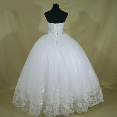 Beaded Pearls Off Shoulder Ball Gown Luxury Bridal Wedding Dress  -  GeraldBlack.com