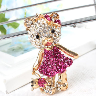 Bear Mother and Baby Rhinestone Crystal Charm Pendant Bag Purse Key Chain  -  GeraldBlack.com