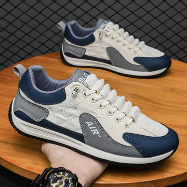 Beige Blue Men Casual Thick Soled Breathable Autumn Slip On Walking Fashion Vulcanized Shoes  -  GeraldBlack.com