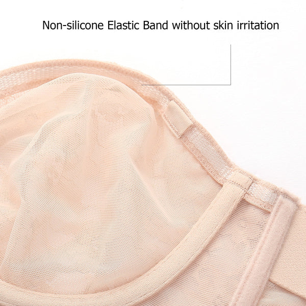Beige Sexy Transparent Lace Underwire Strapless Minimizer Bra for Women  -  GeraldBlack.com