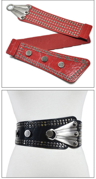 Belt Punk Style Rivet Elastic Belts For Women Fashion Versatile Wide Girdle Exquisite Ornament Wide  -  GeraldBlack.com