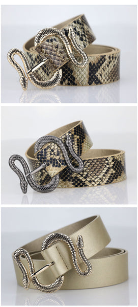 Belts for Women Snake Shape Pin Buckle Belt Leather Women Belt PU Waistband  -  GeraldBlack.com