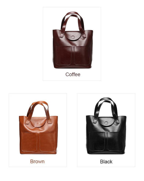 Big Capacity Patent Genuine Cow Leather Tote HandBags for Women - SolaceConnect.com