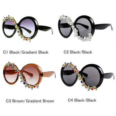 Big Frame Round Bling Bling Party Bride Sunglasses With Stone Luxury Designer Diamond Sun Glasses  -  GeraldBlack.com
