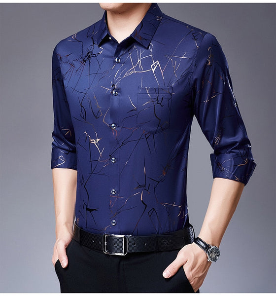 big pocket shirts for men clothing korean fashion long sleeve luxury dress casual clothes jersey  -  GeraldBlack.com