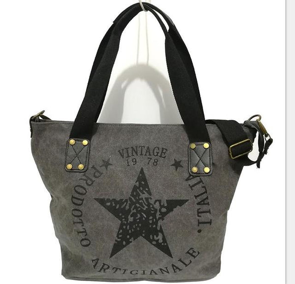 Big Star Printed Vintage Canvas Travel Shoulder Bags for Women  -  GeraldBlack.com