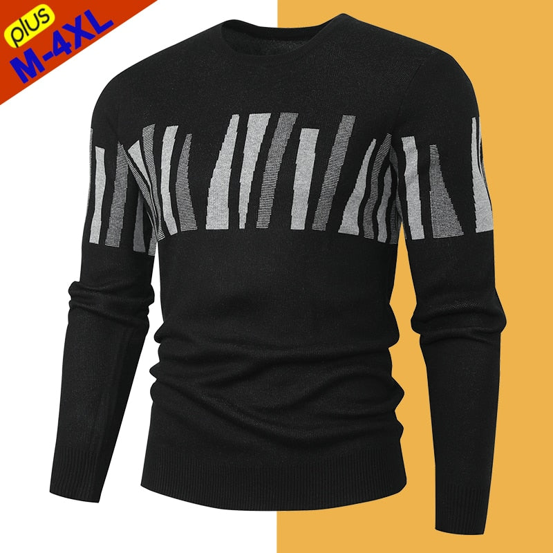 Black-2126 Men's Pullover Sweater Fashion Soft Autumn Slim Sweater Jersey Knitwear Winter Jumper Tops Sweatshirt Plus Size  -  GeraldBlack.com