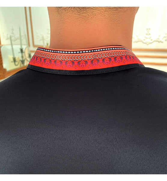 Black 47-54kg Luxury Print Clothing Designer Long Sleeve Shirt for Men  -  GeraldBlack.com
