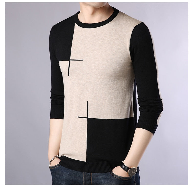 Black 7 Color Thick Warm Winter Men's Luxury Knitted Pullover Sweater Wear Jersey Fashions 71819  -  GeraldBlack.com