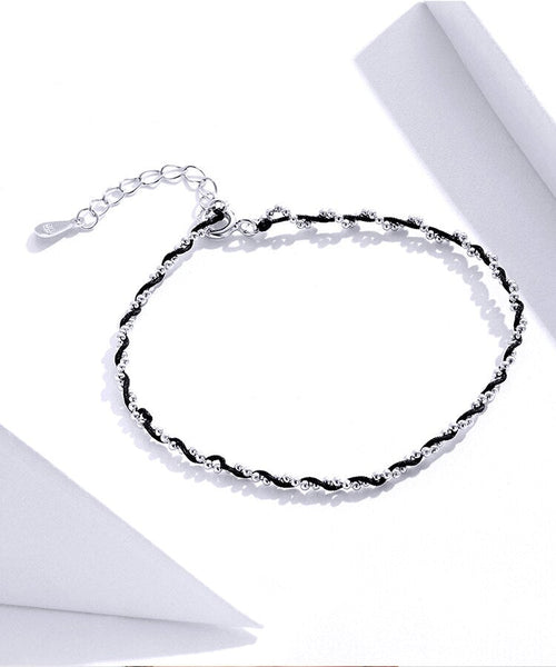 Black and Red Rope Bracelet with 925 Sterling Silver Beads Chain Bracelets for Women Year Gift Friendship SCB173  -  GeraldBlack.com