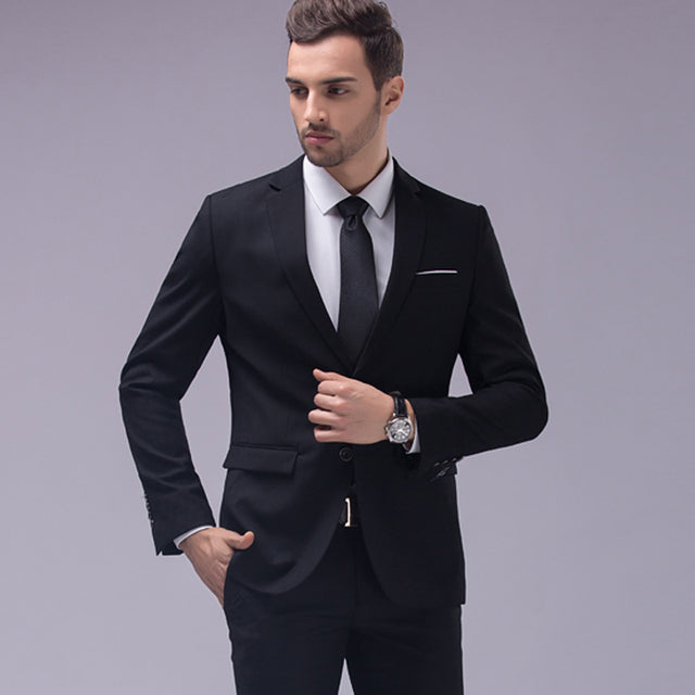 Black Blazer Pant Fashion Wedding Casual Business 2 Piece Suit for Men  -  GeraldBlack.com
