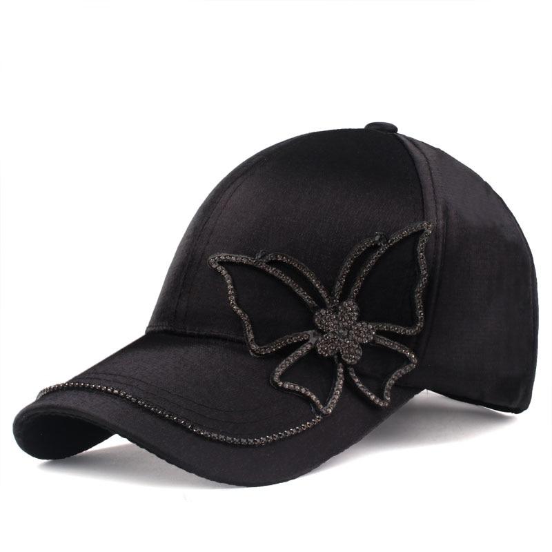 Black Butterfly Hip Hop Style Baseball Cap with Rhinestone for Women  -  GeraldBlack.com