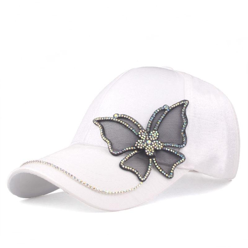 Black Butterfly Hip Hop Style Baseball Cap with Rhinestone for Women  -  GeraldBlack.com